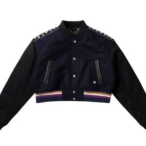 AlphaStyle Briley Cropped Varsity Jacket size S